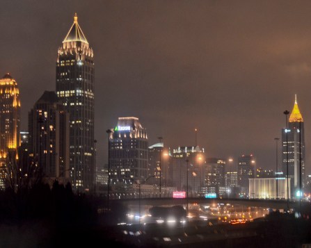 ATLANTA GEORGIA thru the windows of a passing Amtrax Train